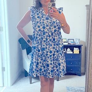 Women's Ruffle Trim Cap Sleeve Summer Babydoll Tunic Dress